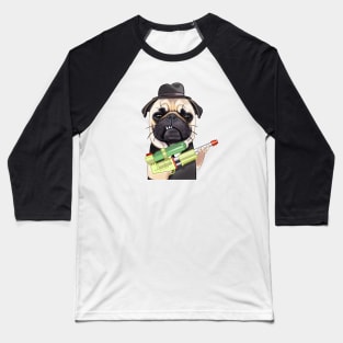 Angry Pug Water Gun Baseball T-Shirt